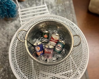 DOLLS HOUSE 1:12 Scale Party Beer Bucket & Ice