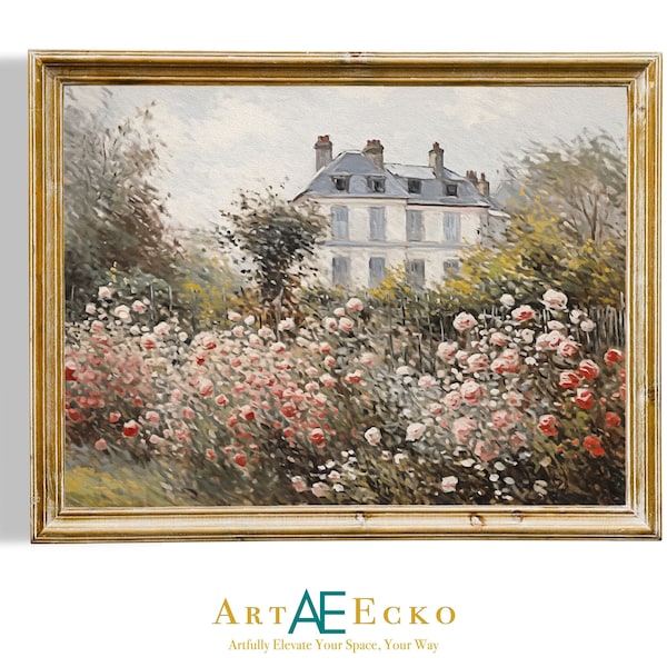 Cottage Rose Garden | Vintage Spring Print | PRINTABLE Wall Art | Vintage Art | Digital DOWNLOAD | Flower Art | Digital Art Print