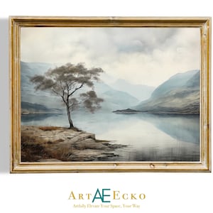 Lake Landscape Oil Painting | Vintage Wall Art | PRINTABLE Art | Vintage Home Decor | Digital DOWNLOAD | Landscape Print | Digital Art