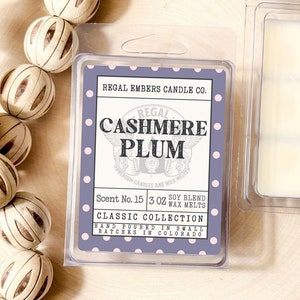 Cashmere Plum Scented Soy Wax Melts for Warmer  - Handmade Clean Burning Aromatherapy Candle Alternative Gift for Her
