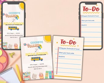 Back to School Invitation Colorful Invitation Editable Template School ...