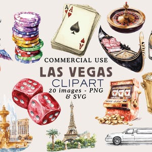 Aquarelle Las Vegas Clipart PNG Las Vegas PNG ville Clipart monument Clipart voyage Clipart Casino Clipart vacances usage Commercial