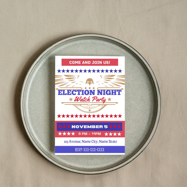 Editable Election Watch Party Invitation Template Digital Template ...