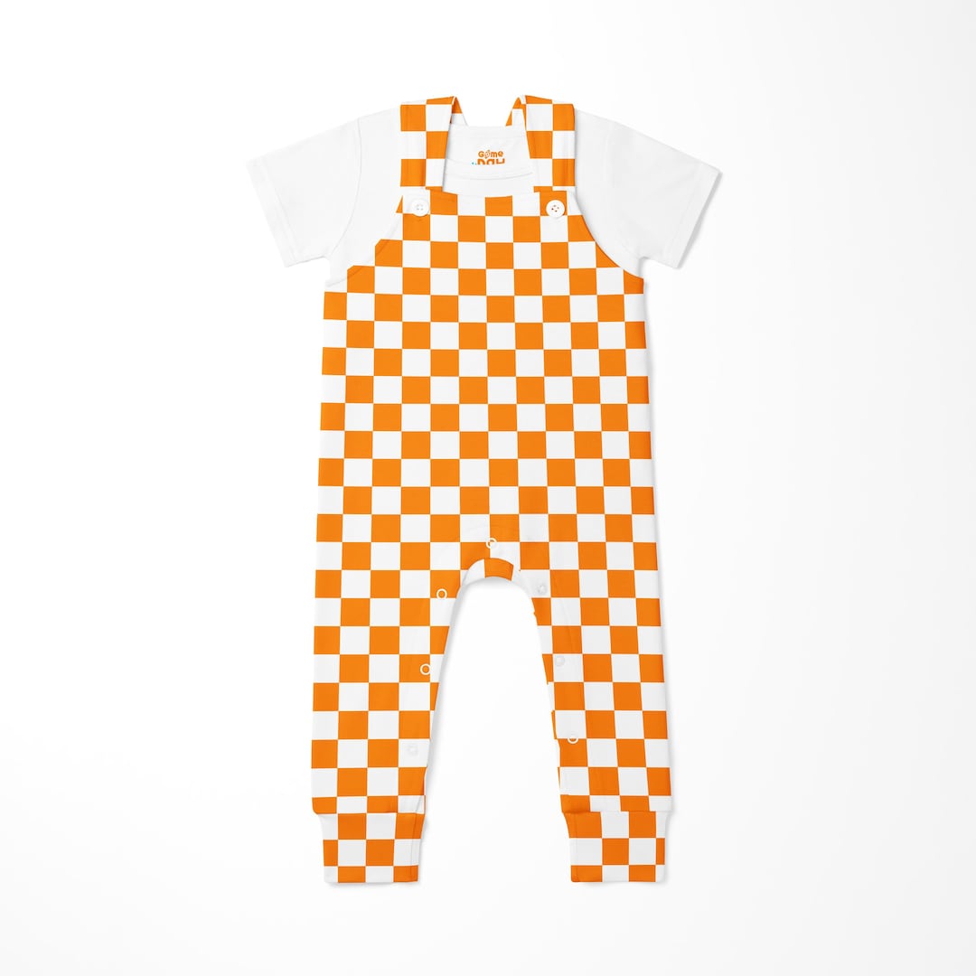 Orange & White Checkerboard Bamboo Overall Set - Etsy