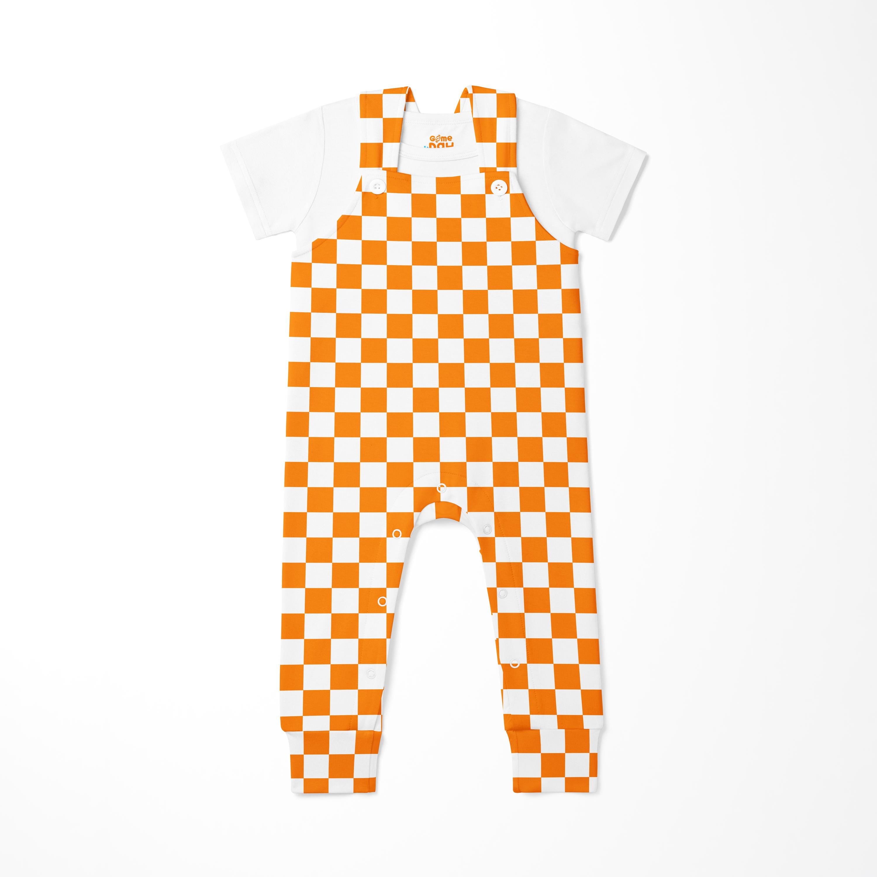 Orange & White Checkerboard Bamboo Overall Set - Etsy