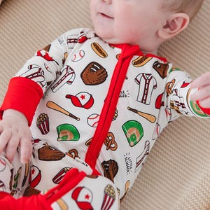 Little Slugger Baseball Bamboo Zip Pajama