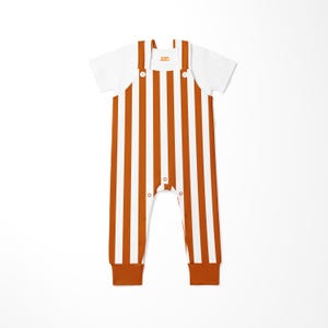 Burnt Orange & White Stripe Bamboo Overall Set