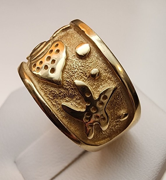 Tapered nautical 14kt yellow gold ring