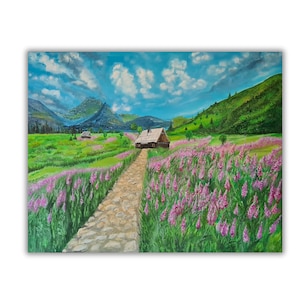 Oil Mountains with Willowherbs fields Barn in the mountains Tatras Landscape Scenery