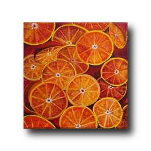 Christmas Tangerines painting Oranges slices Citrus Fruits painting Small painting Unique hand made gift Art decor Food painting Home decor