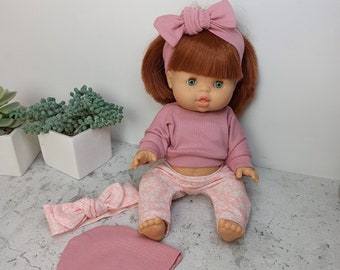 Set rosa Wetshirt und Musselin Hose, 34-43 cm, Vêtement poupée paola reina, Puppenkleidung, Gender Neutral Toys, Minikane, Paola Reina