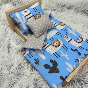 Doll bedding set, girl gift, doll pram bedding, doll cot bedding, doll crib bedding, llamas pattern bedding, bunny pet bedding, ikea duktig