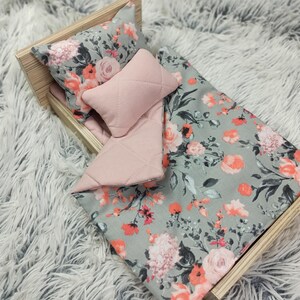 Doll bedding set, girl gift, doll pram bedding, doll cot bedding, doll crib bedding, floral pattern bedding, bunny pet bedding, ikea duktig