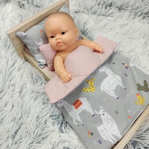 Doll bedding set, girl gift, doll pram bedding, doll cot bedding, doll crib bedding, floral pattern bedding, bunny pet bedding, ikea duktig