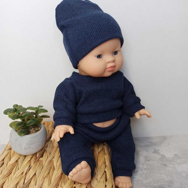 Baby Born doll outfit navy, cotton doll outfit, 34-43 cm doll set, 13-17 inch doll set, Baby Born doll clothes,  34cm, 38cm, 43cm