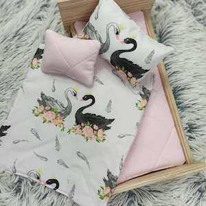 Doll bedding set, girl gift, doll pram bedding, doll cot bedding, doll crib bedding, floral pattern bedding, bunny pet bedding, ikea duktig