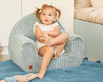 Mini asiento de pana para niños - Regalo de cumpleaños perfecto - Silla de lectura pequeña y cómoda - Muebles de dormitorio para niños - Lavable suave