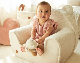 Mini chaise ours en peluche pour enfants - Respectueuse de l'environnement, douce, idéale pour le jeu et la détente - Cadeau parfait pour garçon ou fille, mobilier de chambre d'enfant