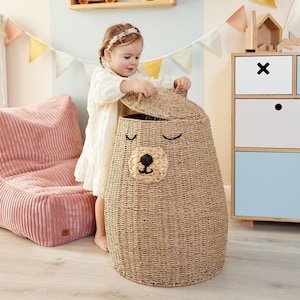 Teddybärkorb aus Rattan - Perfekte Aufbewahrung für Kinder! Spielzeugaufbewahrung, Box für Spielzeug