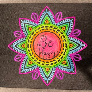 Mandala “Be Happy” Blacklight Painting