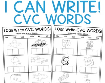 CVC Words Kindergarten Worksheet Printable | Simple Words Phonics Worksheets | Reading Skills CVC Word Worksheets Three-Letter Words PDF