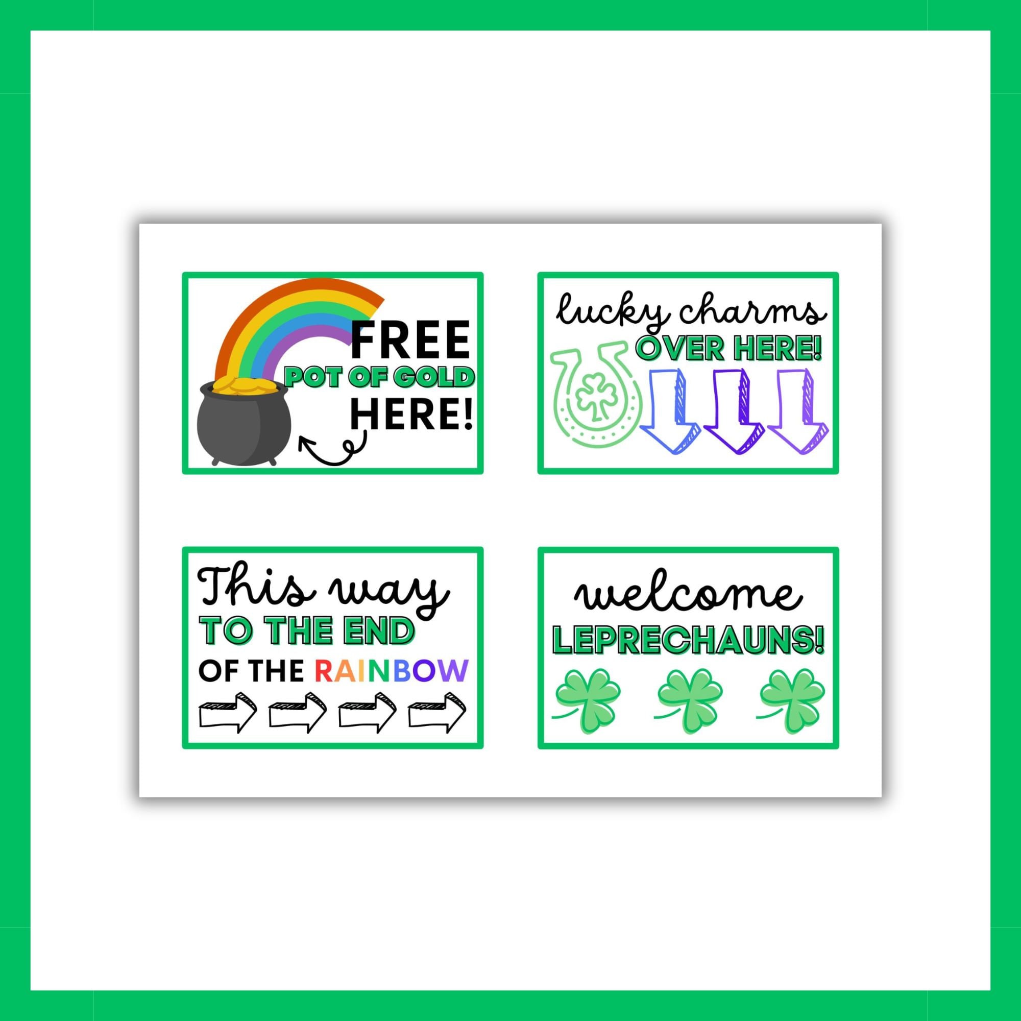 Printable Leprechaun Trap Signs | St. Patrick's Day Pot of Gold Leprechaun Trap Ideas | Fun Way ...