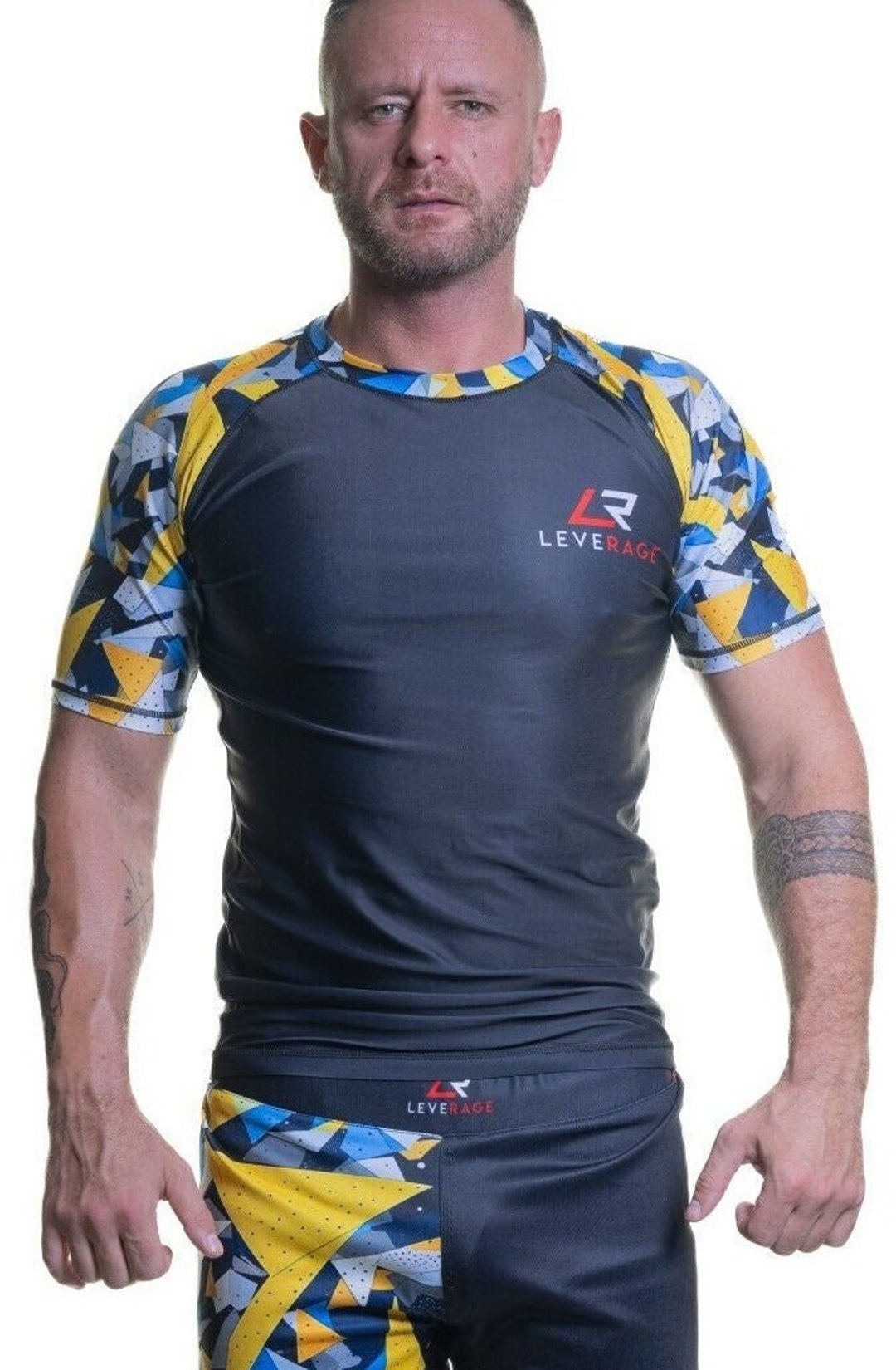 Mens 'ochre' BJJ MMA Rash Guard Nogi Kick Boxing Surfing Kayaking ...