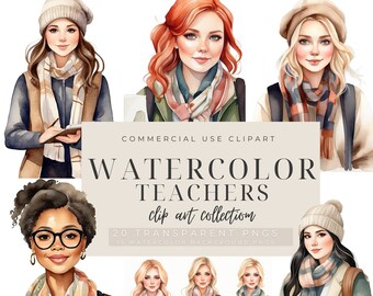 Watercolor Teachers Clip Art