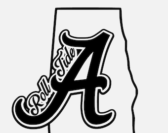 Alabama State Outline With Roll Tide | Alabama Love Svg