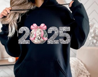 Happy New Year 2025 PNG | Coquette Bow Retro Disco Ball 2025 | New Year Png | Digital Download