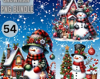 Christmas Snowman Clipart Bundle | Cute Snowman Png | Snowman Family Winter Clipart | Snowman Png Collection | Holiday Bundle