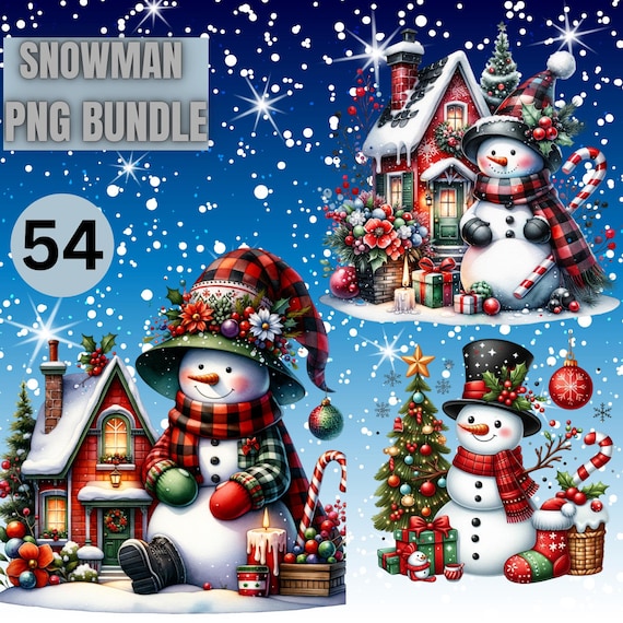 Christmas Snowman Clipart Bundle | Cute Snowman Png | Snowman Family Winter Clipart | Snowman Png Collection | Holiday Bundle