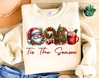 Retro Christmas Png | Tis the Season Fall Png | Santa Claus Png | Watercolor Christmas Png | Christmas Sublimation | Merry Christmas