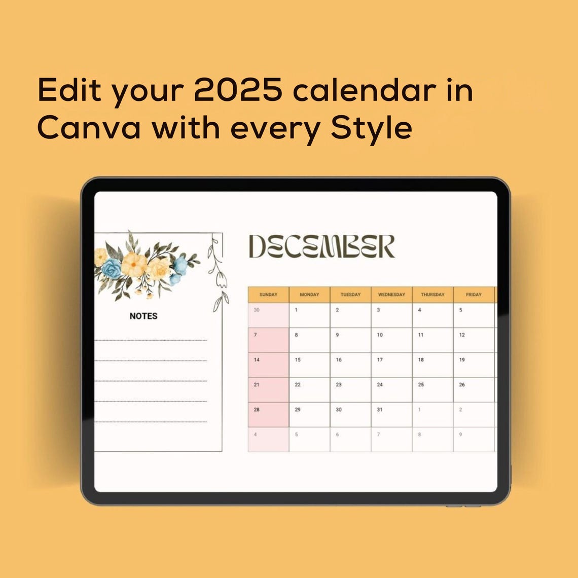 2025 Calendar Printable | Editable 2025 Calendar Templates | Wall ...