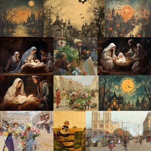 Vintage Wall Art | Printable Wall Art | Vintage Oil Painting | Vintage Art Prints Set | French Decor | Vintage Dark Decor