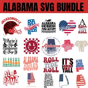 Alabama Svg Png Bundle | Roll Tide Svg | Alabama Football Svg | Alabama Sign Svg | Alabama Elephant Png | Cut Flie | | Clipart Sublimation
