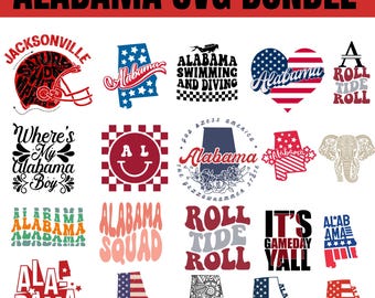 アラバマ SVG PNG バンドル | ロールタイド SVG | アラバマ フットボール SVG | アラバマ サイン SVG | アラバマ エレファント PNG | カット フライ | | クリップアート昇華