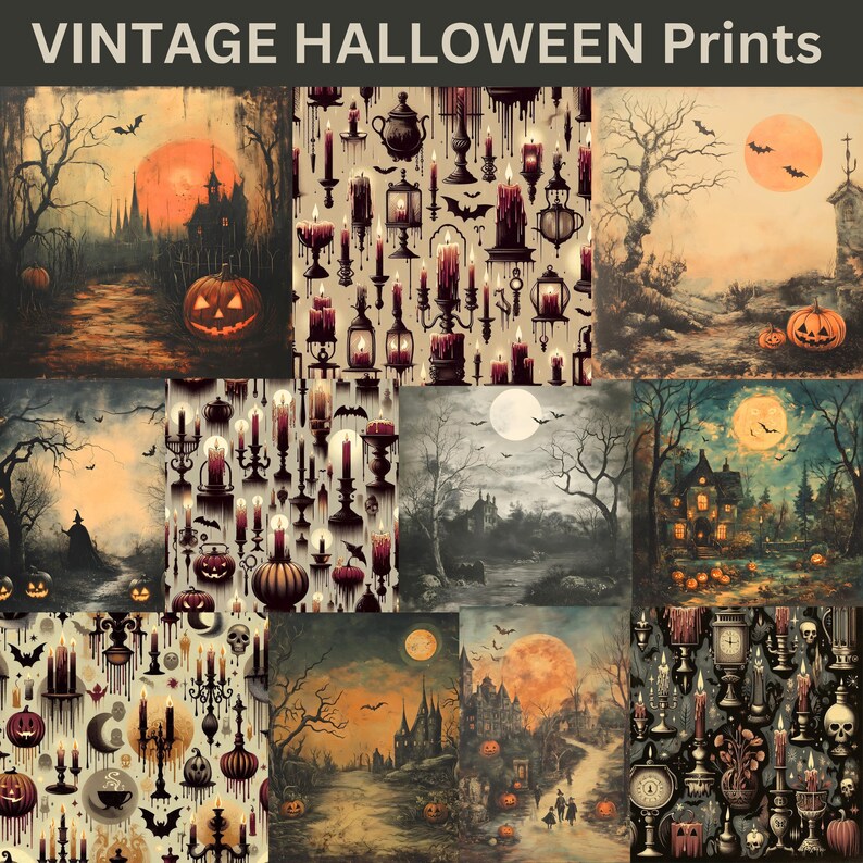 intricate prints showcase at bat print studio social... Vintage Halloween Prints Decorations | Vintage Wall Art Decor ...