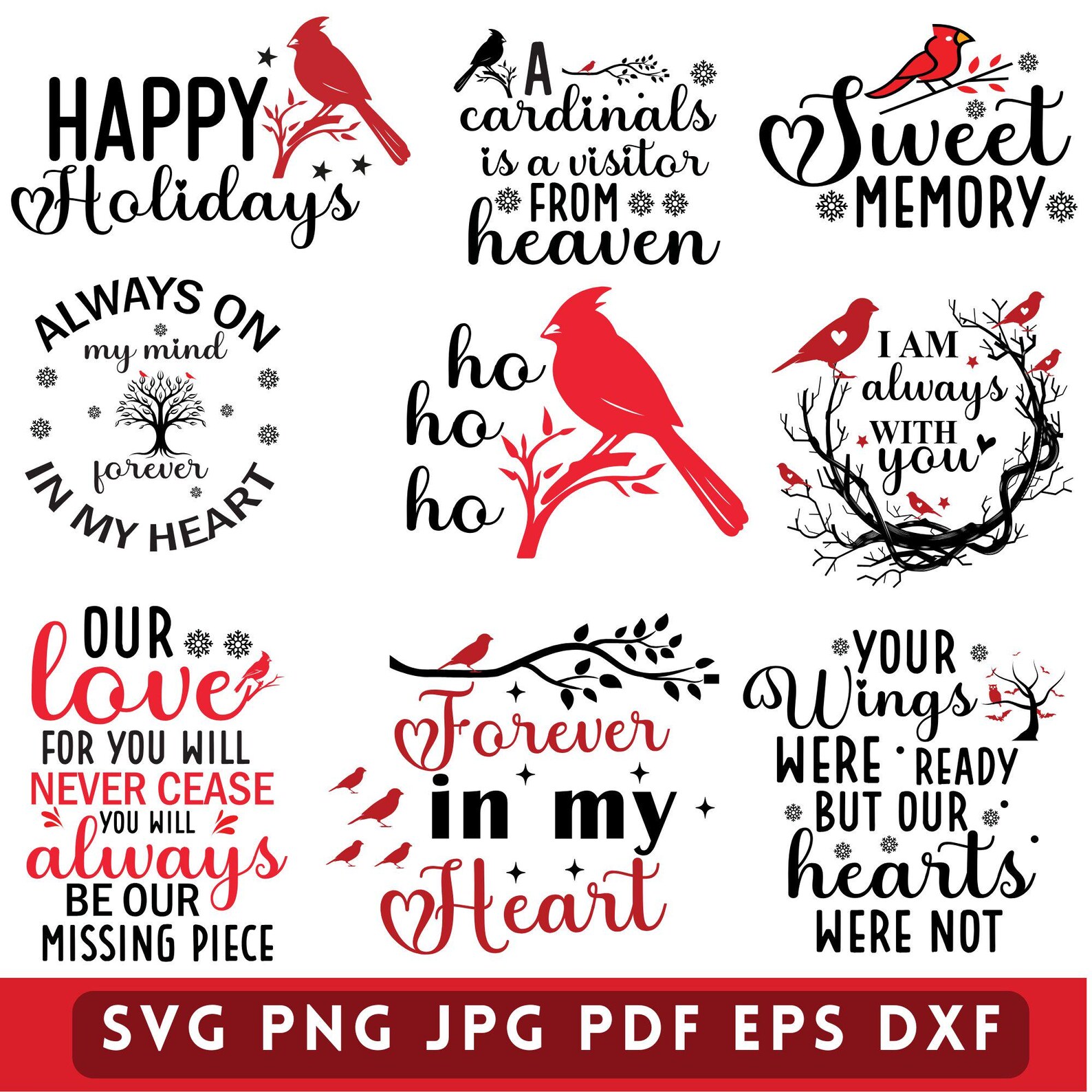 Cardinal Memorial Svg, Red Cardinal Svg, in Loving Memory Png, Memorial ...