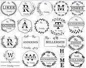 Family Name Svg, Family Name Monogram Bundle, Monogram Alphabet, Wedding, Floral Frame, Family Name Sign, Split Monogram Family Name Decor