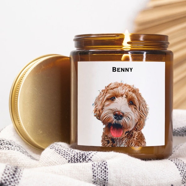 Custom Pet Candle, Personalized Pet Portrait, Custom Dog Picture Candle, Custom Dog Painting from Photo Gift, Hand-poured custom pet candle