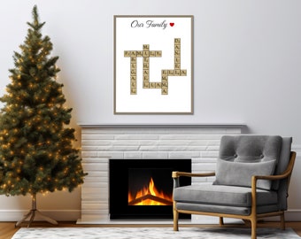 Personalized Family Scrabble Crossword | Personalized Family Scrabble Print |Crossword Gift | Digital Download