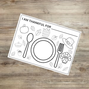 Thanksgiving Printable, Thanksgiving Printable for Kids, Printable Placemat, Thanksgiving Coloring Page, Coloring Page Placemat