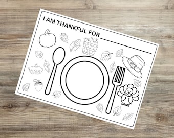 Thanksgiving Printable, Thanksgiving Printable for Kids, Printable Placemat, Thanksgiving Coloring Page, Coloring Page Placemat