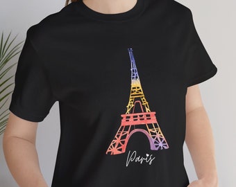 Chemise Tour Eiffel aquarelle, chemise Paris, 2024, chemise Tour Eiffel, chemise Paris, Paris, France, cadeau Paris, t-shirt français classique, cadeau
