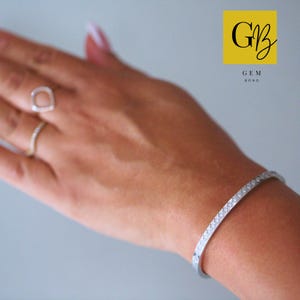 Diamond Row Hinged Bangle | Silver Plated, Tarnish Free & Engravable