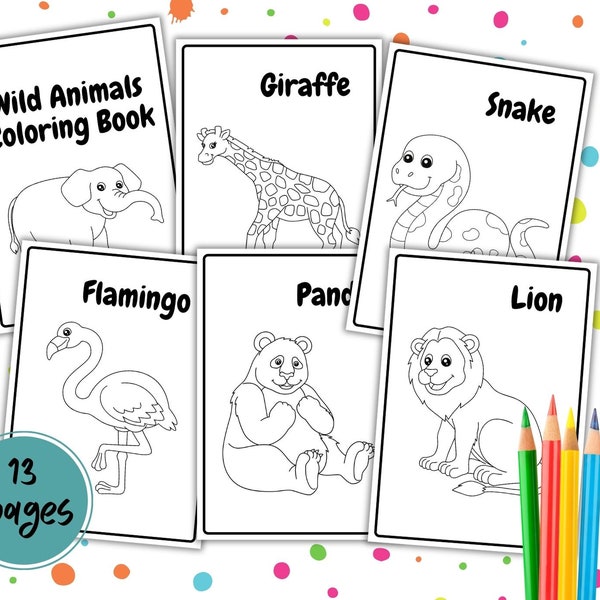 13 Wild Animal coloring pages | Coloring book | Animals coloring book | Printable | Children's coloring pages | Printable coloring book