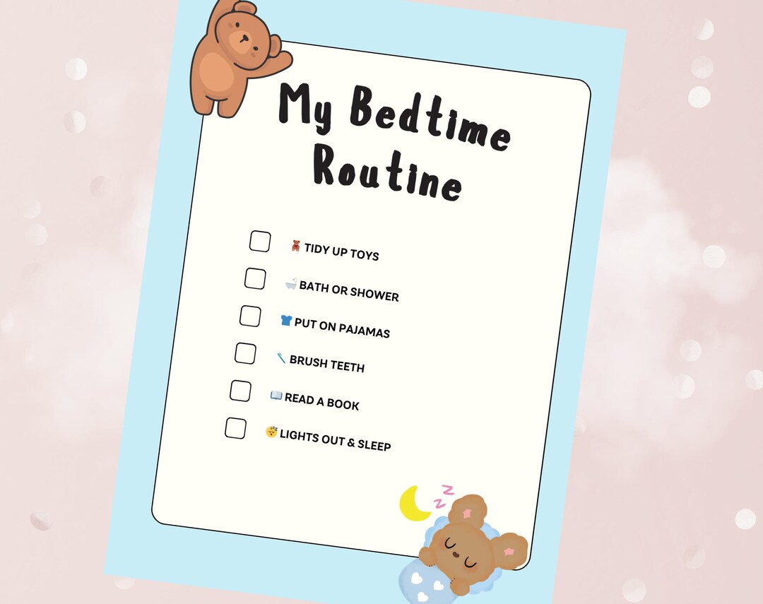 Bedtime Routine Chart Printable – Toddler Bedtime Checklist – Kids ...
