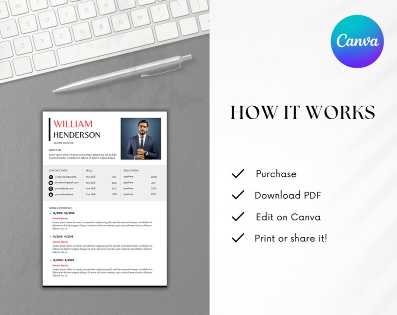 Editable Modern CV Template Professional Resume - Etsy
