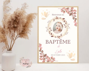 Personalized Baptism poster - Welcome poster - Baptism decoration - baby and child poster - Photo and first name - poster print